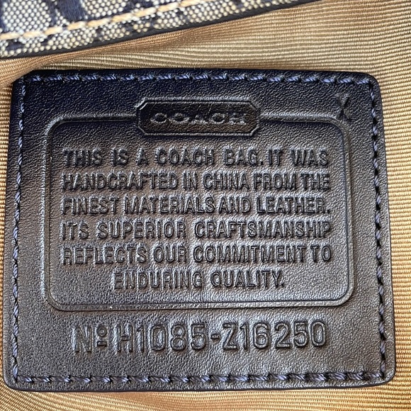 Coach Navy Blue LeatherWare Sig Canvas Tote w/Leather Trim & Silver-Toned HW - Picture 14 of 16